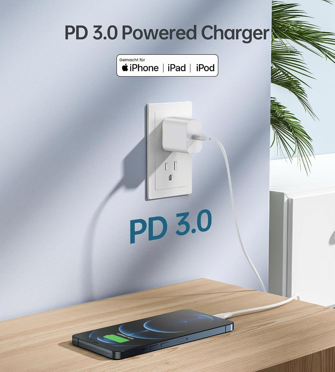 20W USB C Adapter, USB-C Ladegerät kompatibel mit i-Phone 17/16/15/14/13 Plus Pro Max Mini, i-Pad, A