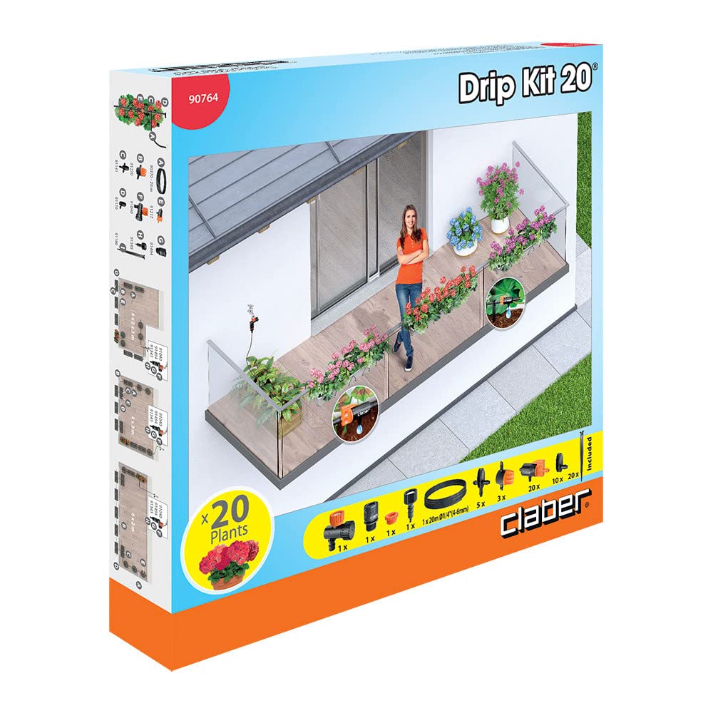Claber Drip Starter Kit 20 Vasen für Tropfbewässerungsanlage für Topfpflanzen