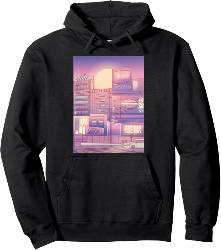 Retro Futuristisch | Japanische Stadt Vaporwave 80er Grafik Pullover Hoodie