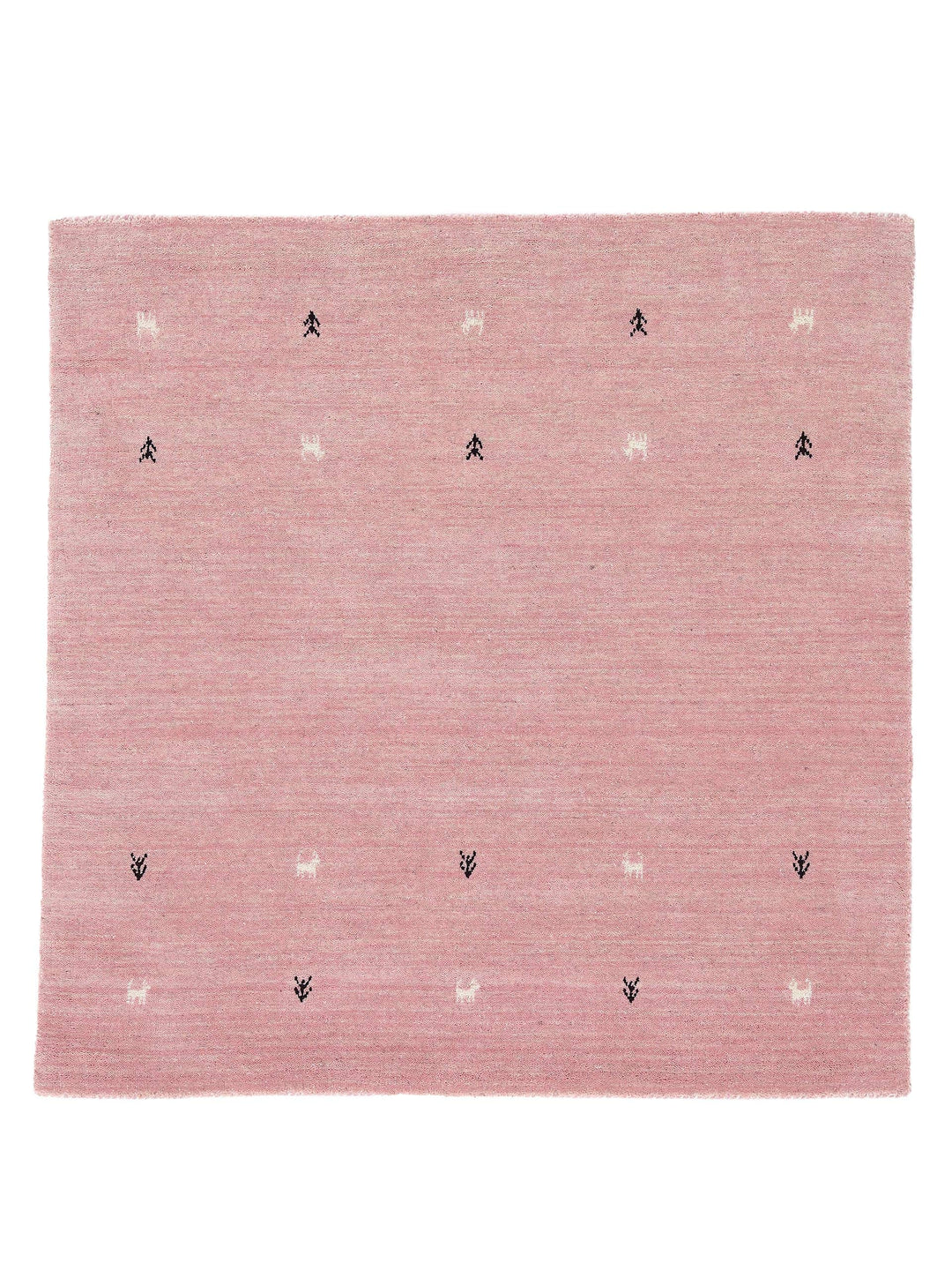 carpetfine Wollteppich Gabbeh Uni Quadratisch Rosa 60x60 cm | Moderner Teppich für Wohn- und Schlafz