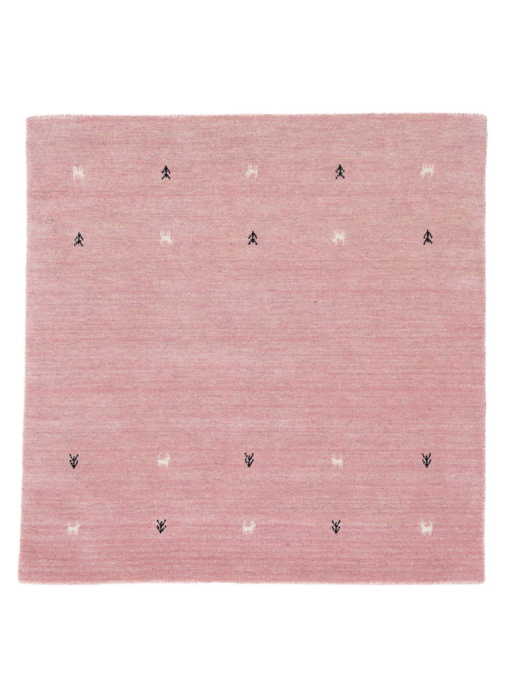 carpetfine Wollteppich Gabbeh Uni Quadratisch Rosa 60x60 cm | Moderner Teppich für Wohn- und Schlafz