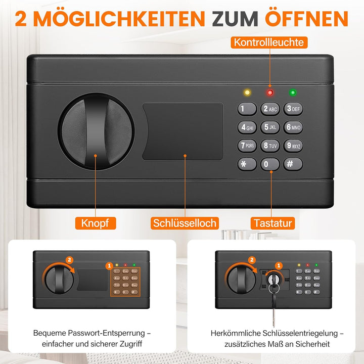 55L Safe Tresor Feuerfest mit Feuerfester Wasserdicht Dokumententasche, Digitaler MöBeltresor mit Sc