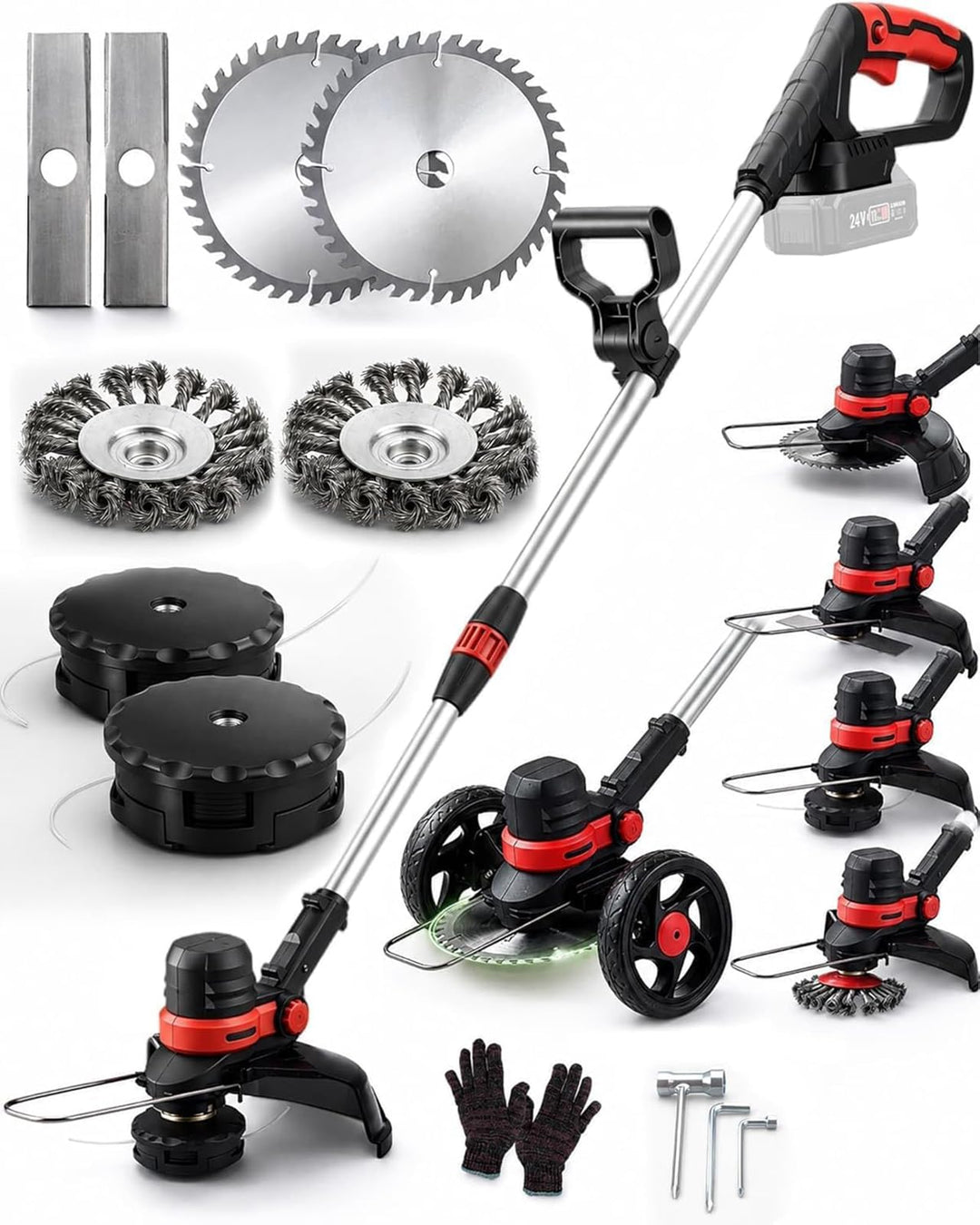 Akku Rasentrimmer für Makita 18V Akku, 4 in 1 BÜRSTENLOS Rasentrimmer mit Messer und Unkrautbürste,