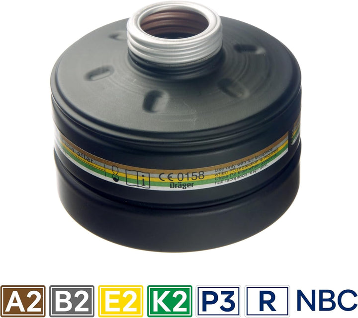 Dräger Rd40 Zivilschutz-Filter der Schutzklasse A2B2E2K2-P3 R D/NBC (Schwarz) für Gase, Dämpfe, Part