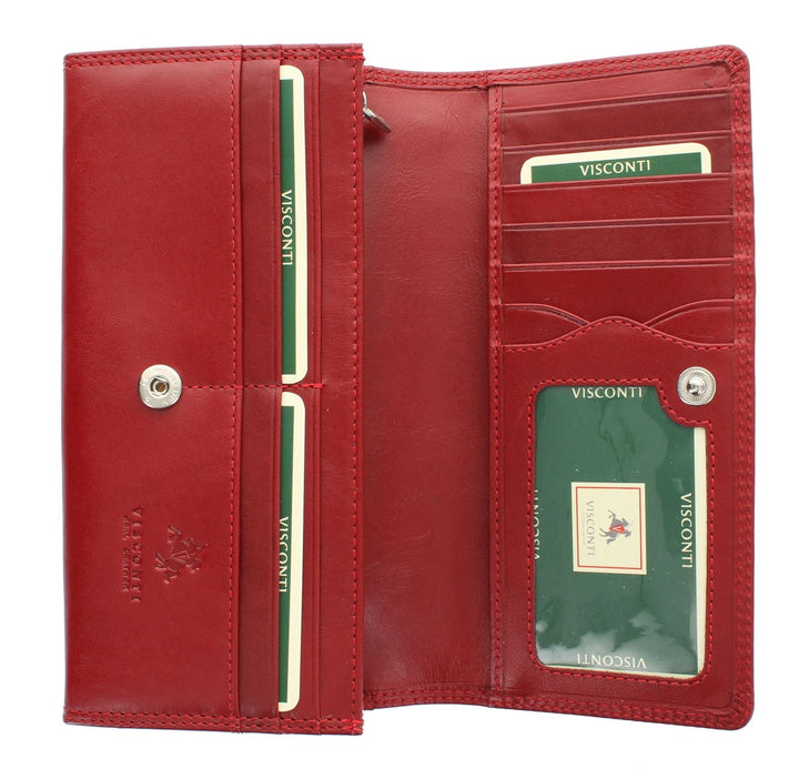 VISCONTI Monza-Kollektion Florence Damenbörse, pflanzlich gegerbtes Leder mit RFID-Schutz MZ10 Rot,