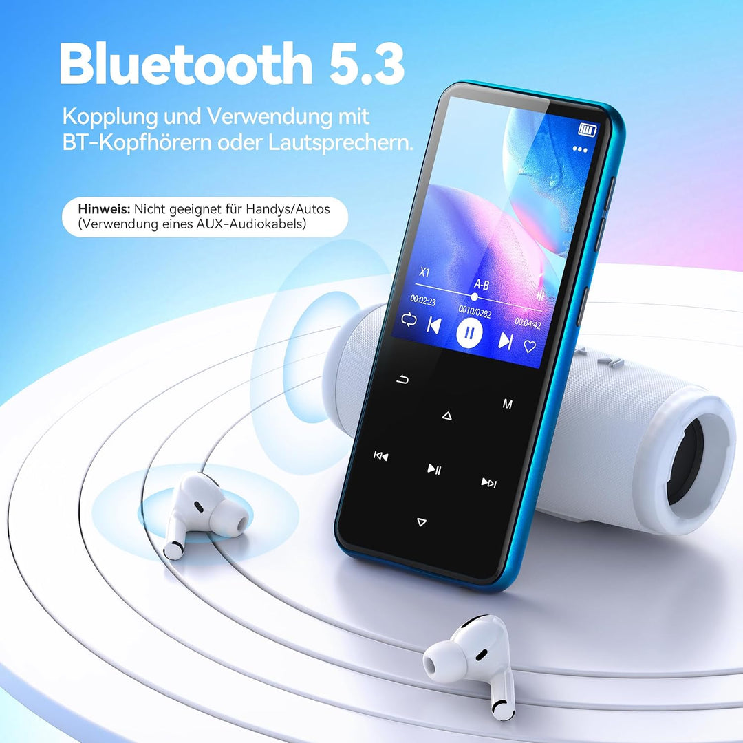 AGPTEK 16GB MP3 Player Bluetooth 5.3 mit 2,4" TFT Farbbildschirm HiFi Musik