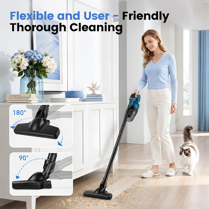 Akku Staubsauger für Makita 18V, 500W Handstaubsauger Kabellos, 10000Pa Stielstaubsauger mit HEPA-Fi