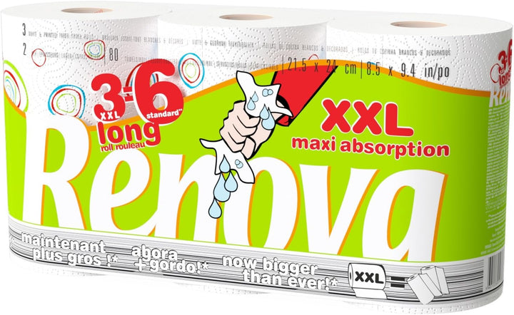 Renova Max Absoption XXL, 24 Rollen, entspricht 48 Standard-Rollen, dekoriert mit Rollen, maximale S