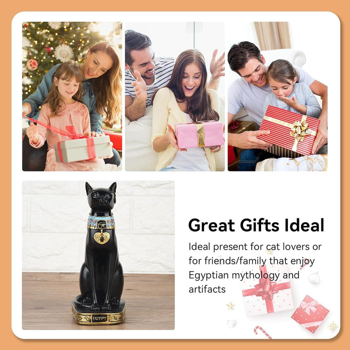 HERCHR Ägyptische Katzenstatue, Bastet-Katze Bastet Katze, Schwarze Katzenfiguren Sammler-Skulptur F