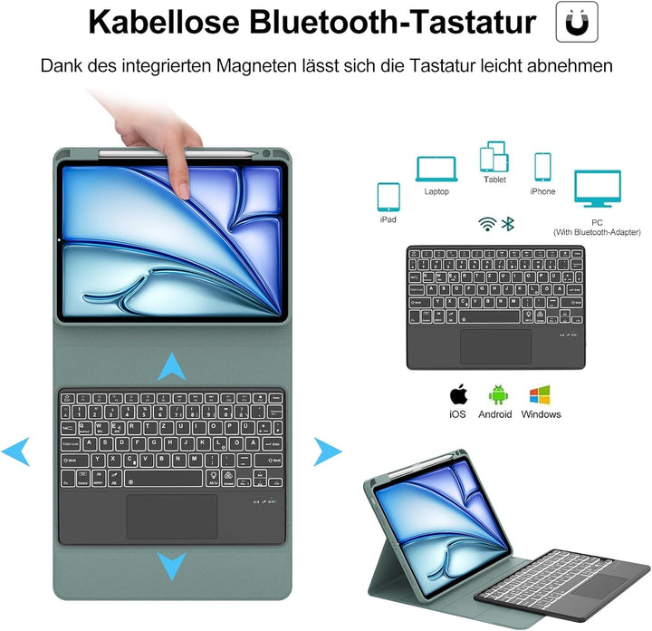 IVEOPPE Tastatur für iPad Air 13 (2025/2024) Con Touchpad, Hülle mit Tastatur für iPad air 13 Zoll M