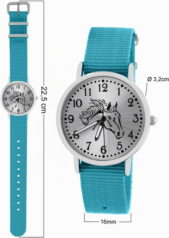 Pacific Time Kinder Uhr analog Quarz mit Textilarmband 10408