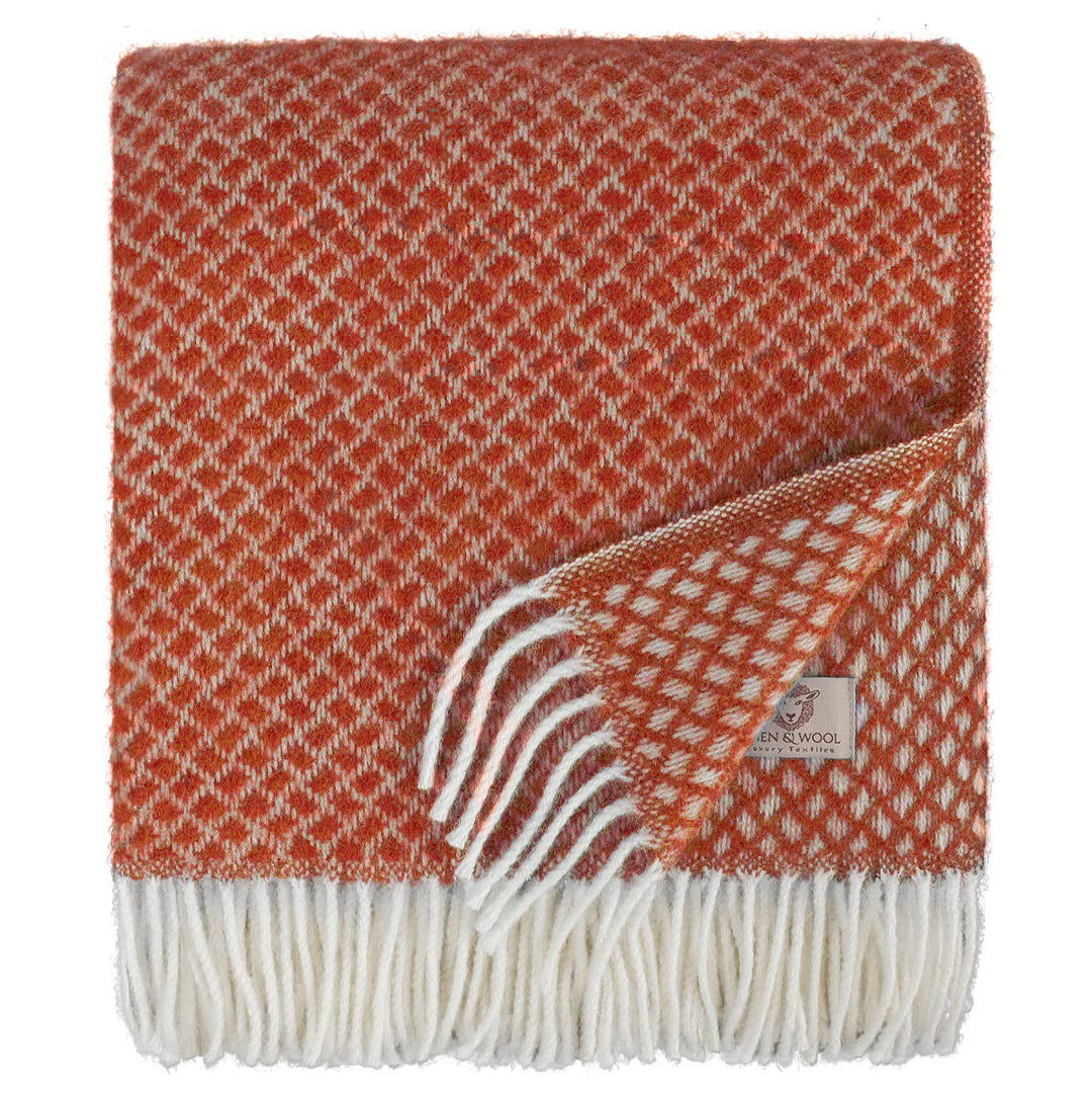 Linen & Cotton Warme Weiche Decke Wolldecke Wohndecke Kuscheldecke Sofia mit Fransen -100% Reine Neu