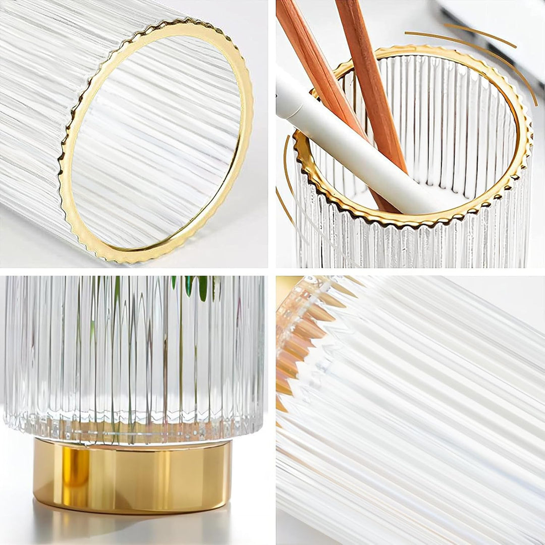 DASITON Make up Pinsel Organizer,Kosmetik Organizer Gold,Pinsel Organizer aus Glas,Pinselhalter Kosm