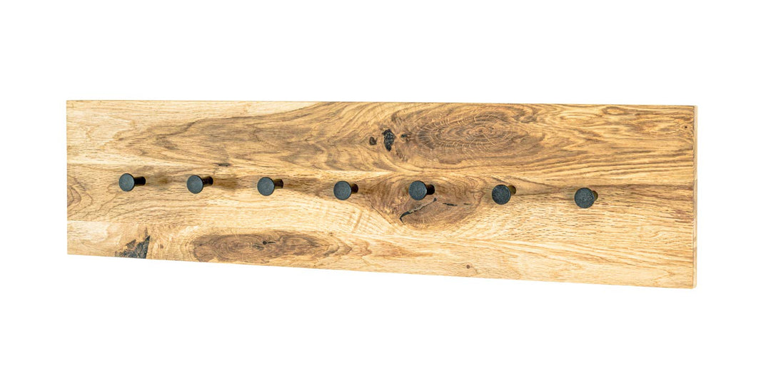 HAKU Möbel Wandgarderobe, Massivholz, eiche geölt-schwarz, B 80 x T 6 x H 20 cm Eiche Geölt-schwarz