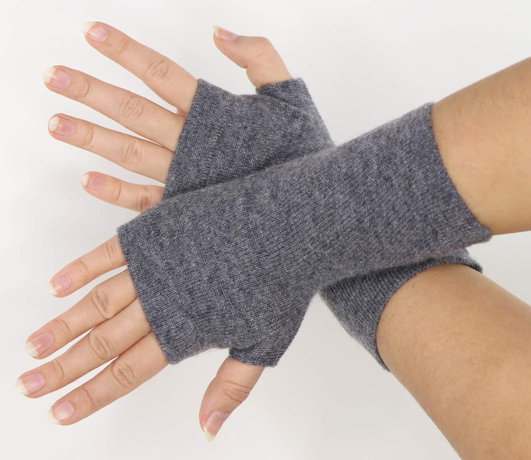 Prettystern Kaschmir-Wolle Damen Pulswärmer Fingerlose Handschuhe Hand-Stulpen 19 cm X 10 cm Dunkel-