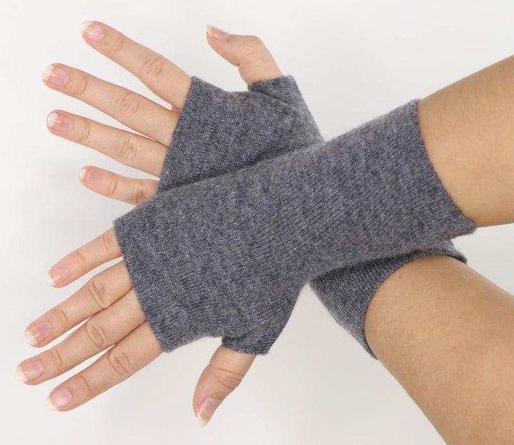 Prettystern Kaschmir-Wolle Damen Pulswärmer Fingerlose Handschuhe Hand-Stulpen 19 cm X 10 cm Dunkel-