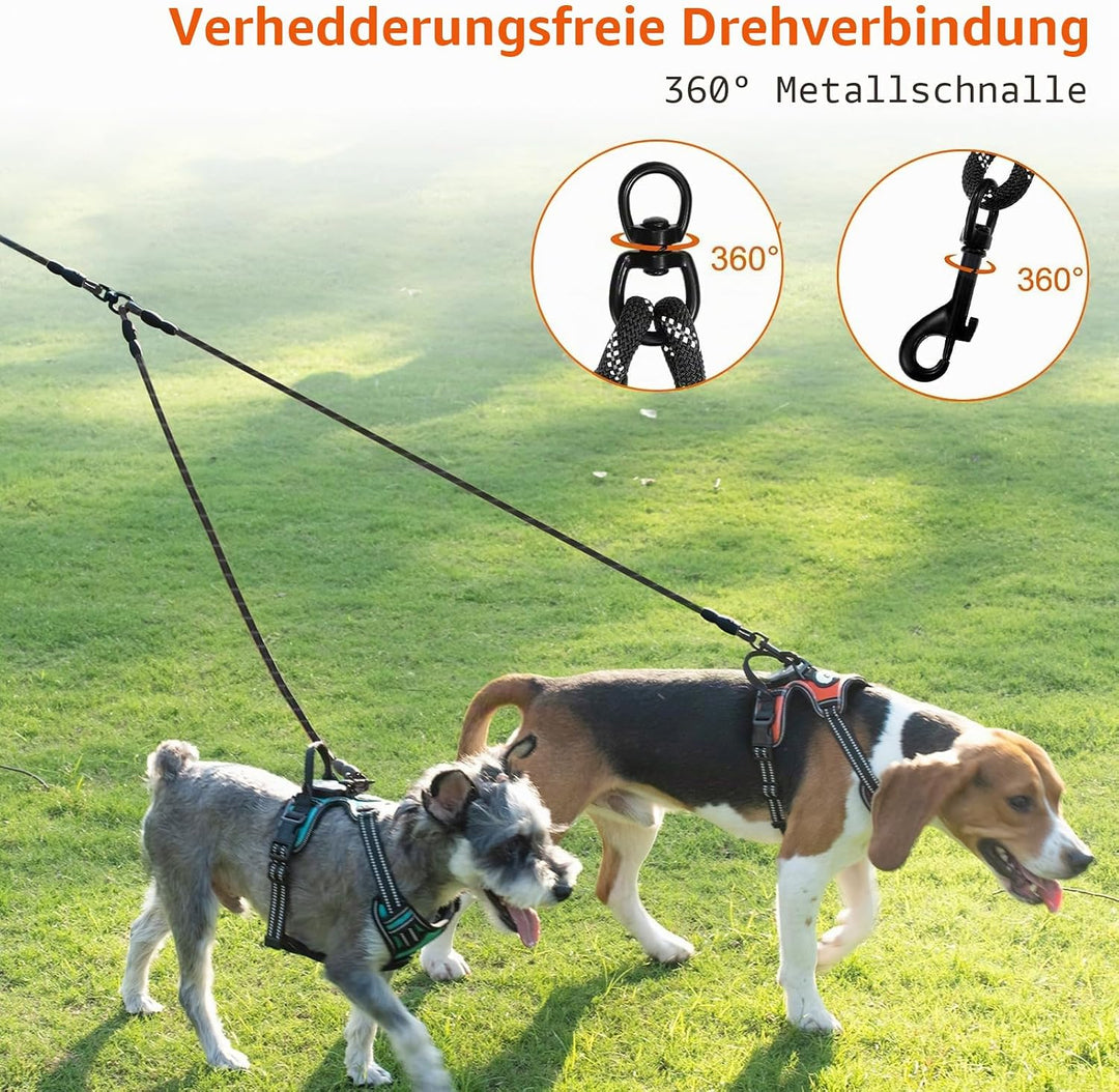 Taglory Doppelte Leinen/Hundeleine Doppelleine für 2 Hunde/Keine Verwicklung Reflektierend Kletterse