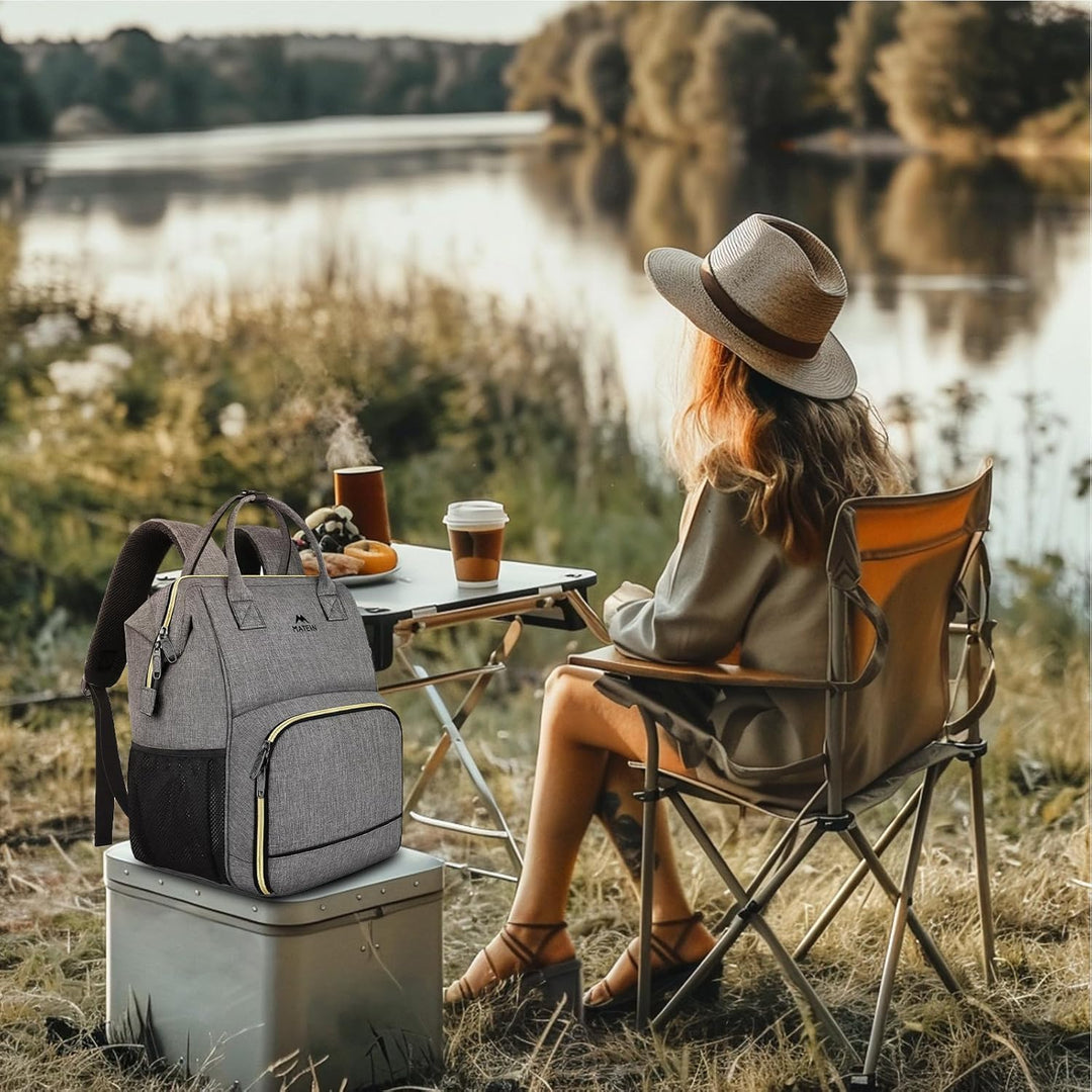 MATEIN Damen Laptop Rucksack 15,6 Zoll mit Isoliertes Kühlfach, Kühlrucksack mit USB Ladeanschluss,