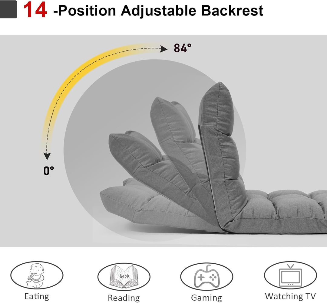 HOMASIS Bodenstuhl gepolstert, Bodensessel mit Verstellbarer Rückenlehne in 14 Positionen, Lesesesse