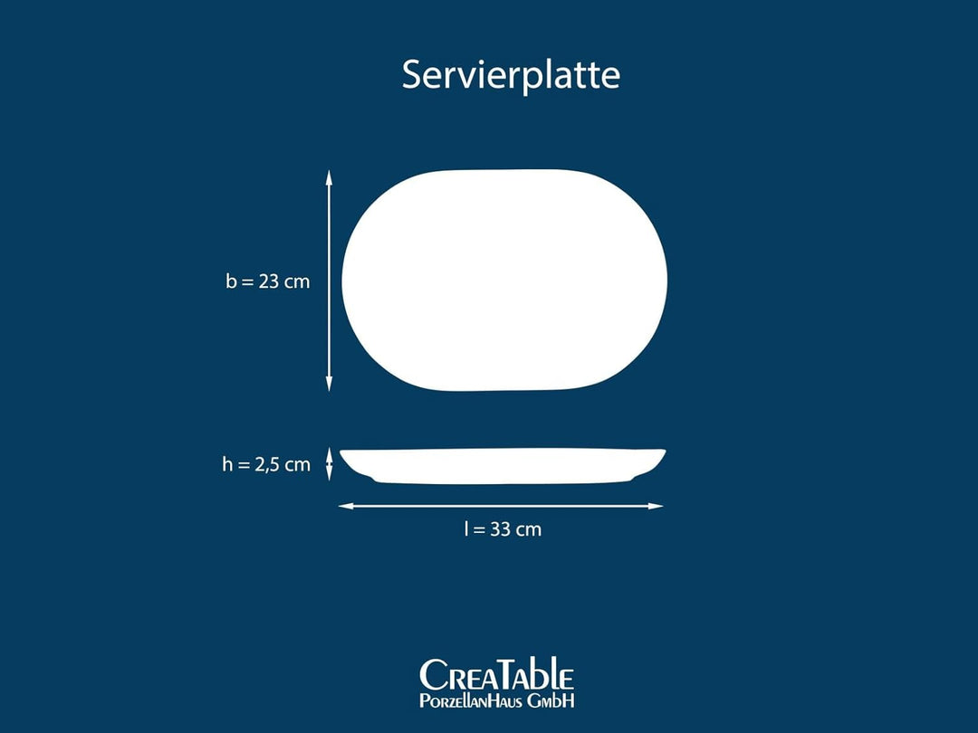 CreaTable, 30002, Serie Uno Black - Servierplatte oval, Geschirrset, Servierplatte 1 teilig Black Se