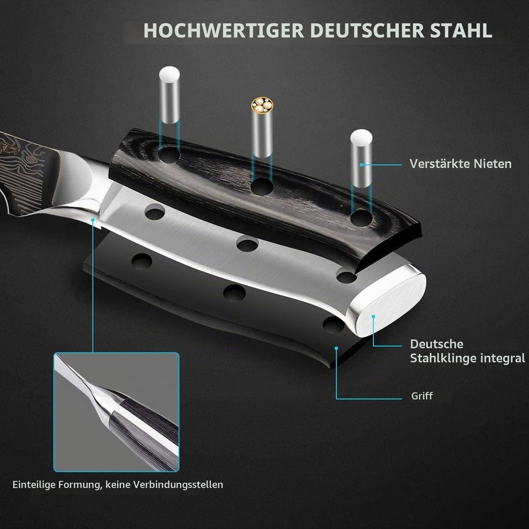MOSFiATA Filetiermesser Kochmesser Fischfiletmesser Scharf, kohlenstoffreiches deutsches Edelstahlme
