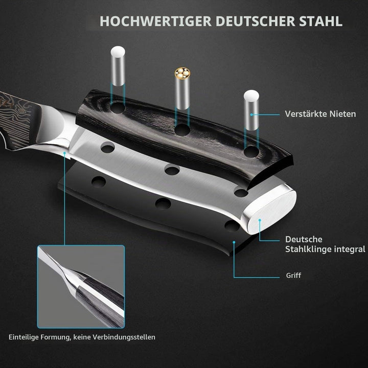 MOSFiATA Filetiermesser Kochmesser Fischfiletmesser Scharf, kohlenstoffreiches deutsches Edelstahlme