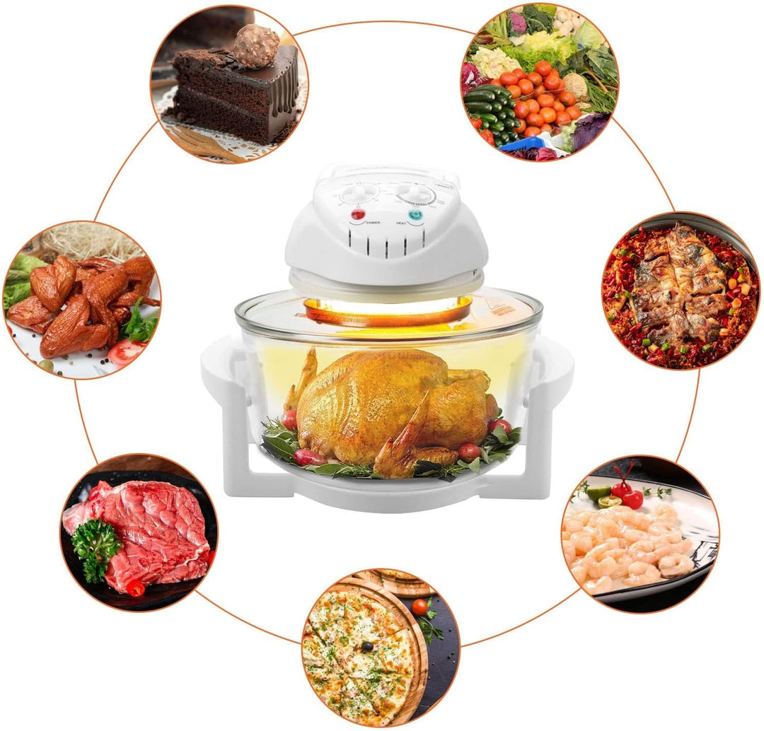 AllRight Mini Ofen, 17 Liter Halogenofen Heissluftofen Klein Halogen Oven with Extender Ring, Campin