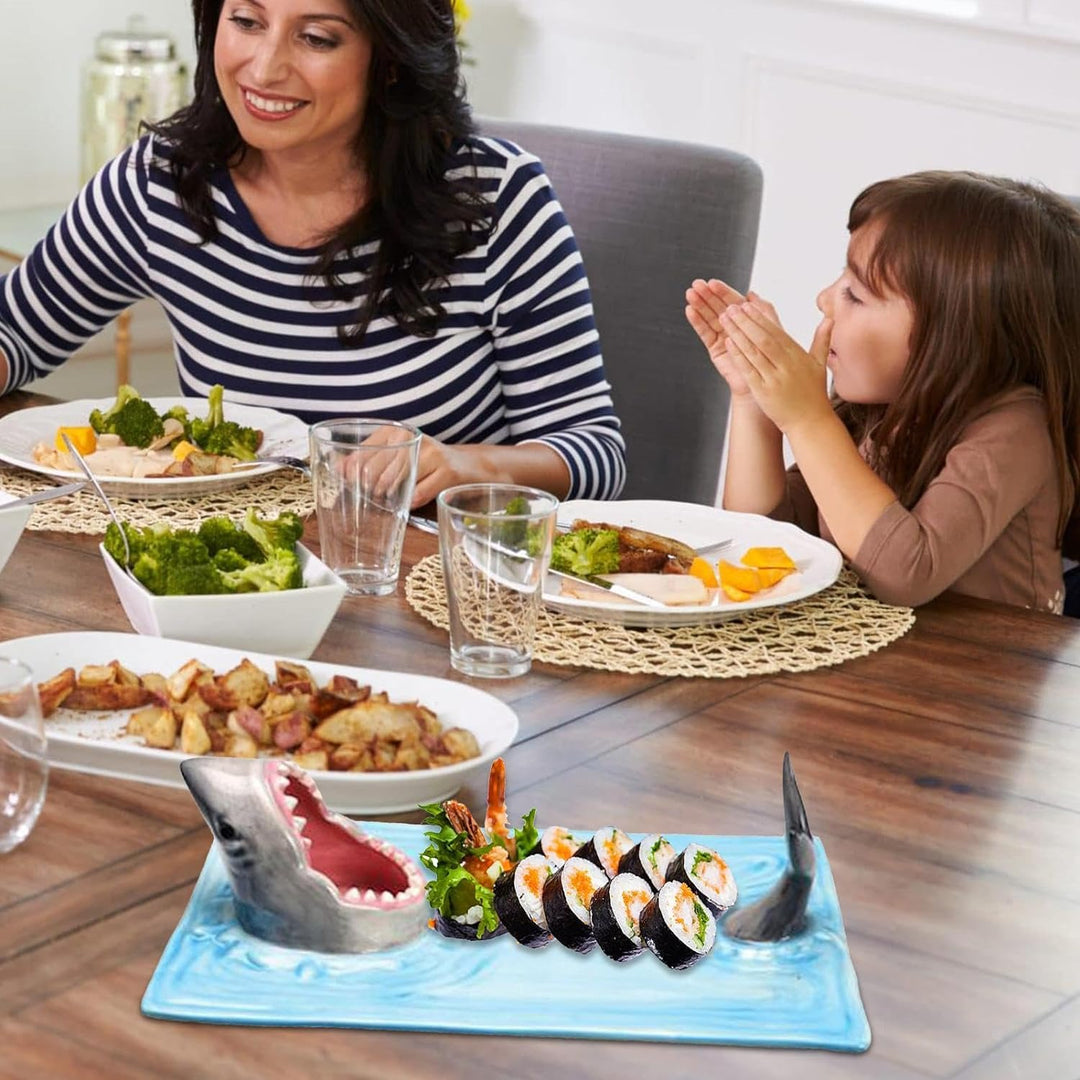 Shark Sushi Teller,Hai-Sushi-Teller,Keramik Sushi Teller,Haifisch Form Rechteck Shark Sushi Platte,R