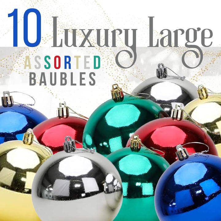Toyland® 10 extra grosse Christbaumkugeln in 100 mm Farbe - Christbaumschmuck (Sortiert), Sortiert