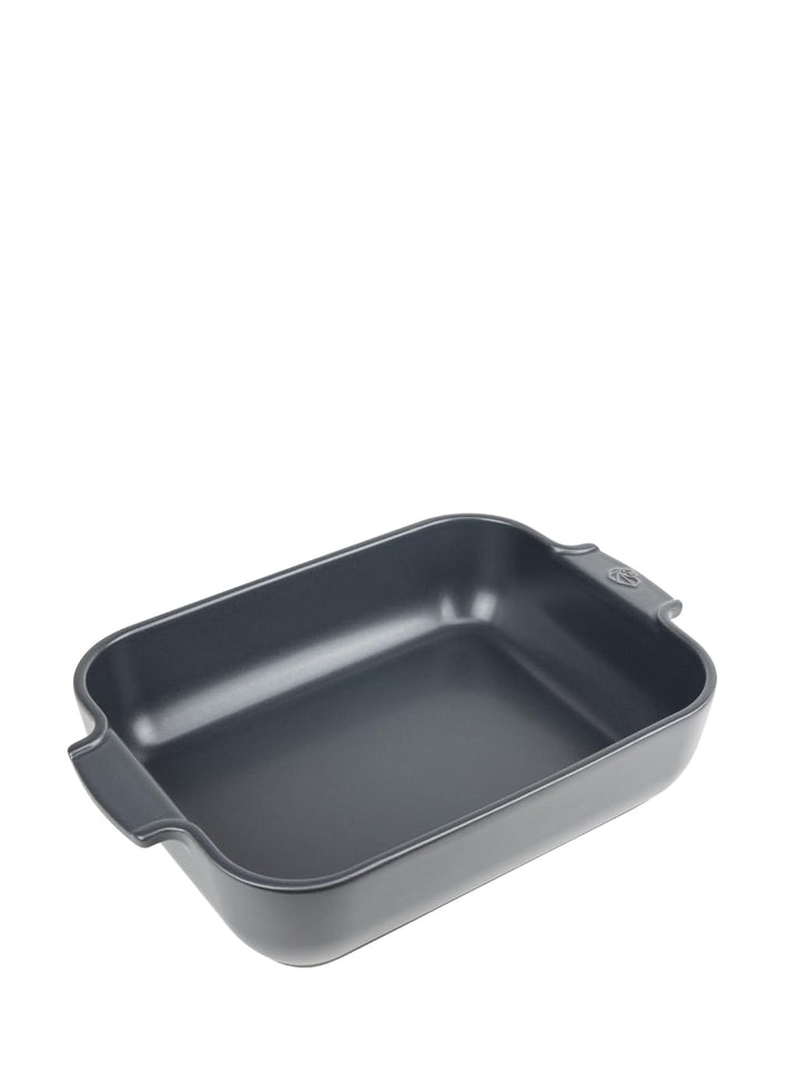 Peugeot Appolia Rechteckige Auflaufform mit Griffen, Keramik, Schiefer / Grau, 7,2x31x21,7 cm, Fassu