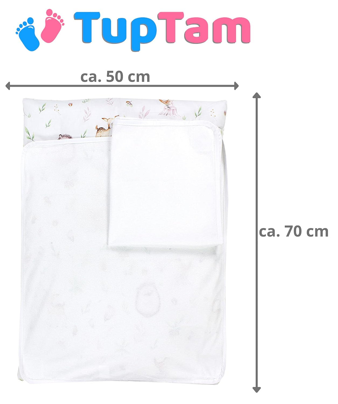 TupTam Baby Wickelauflage inkl. 2 Frotteebezügen ANK019, Farbe: Lichtung/Rehe, Grösse: 70 x 50 cm, 7