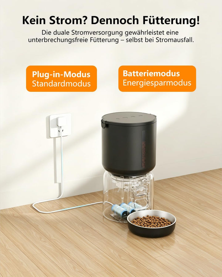 4L Futterautomat Katzen mit APP &amp; Kamera &amp; 2,2L Brunnen Set | 1080P HD Kamera, 5G WLAN, App-Steuerun