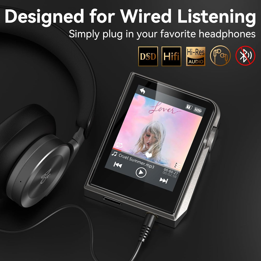 64GB HiFi MP3 Player, DAC DSD High Resolution Digital Audio Player, Tragbarer Hi-Res Musikplayer mit