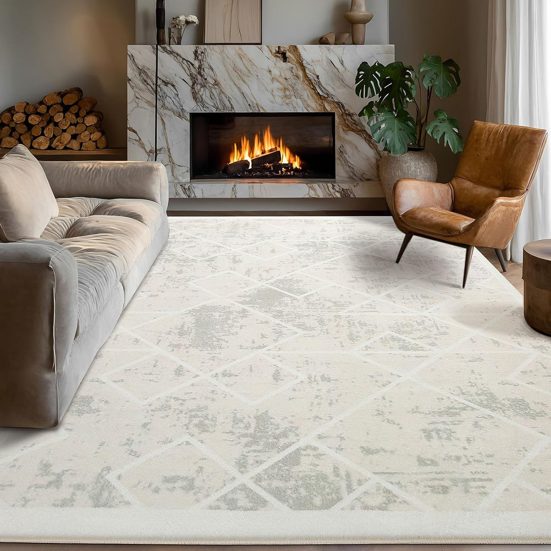Leesentec Teppich Wohnzimmer Teppich Schlafzimmer Geometrische Teppich Moderner Abstrakter Teppiche
