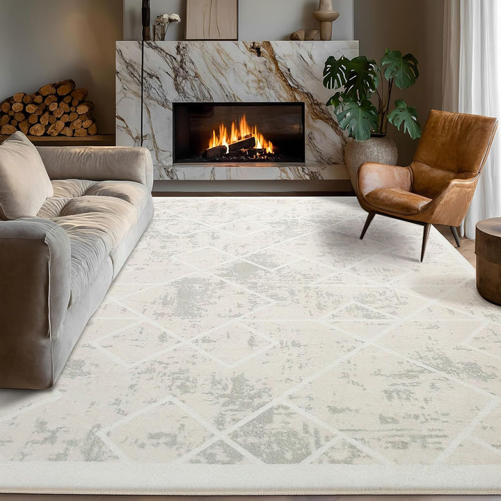 Leesentec Teppich Wohnzimmer Teppich Schlafzimmer Geometrische Teppich Moderner Abstrakter Teppiche