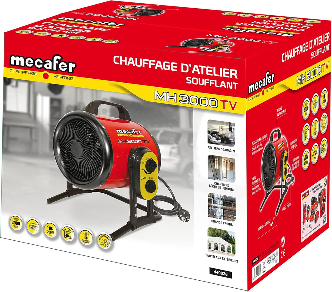 Mecafer mh3000vt Heizlüfter, 3000 W, Turbo, max. 40 m², MH3000VT
