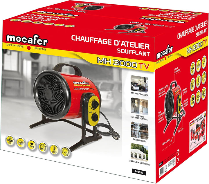 Mecafer mh3000vt Heizlüfter, 3000 W, Turbo, max. 40 m², MH3000VT