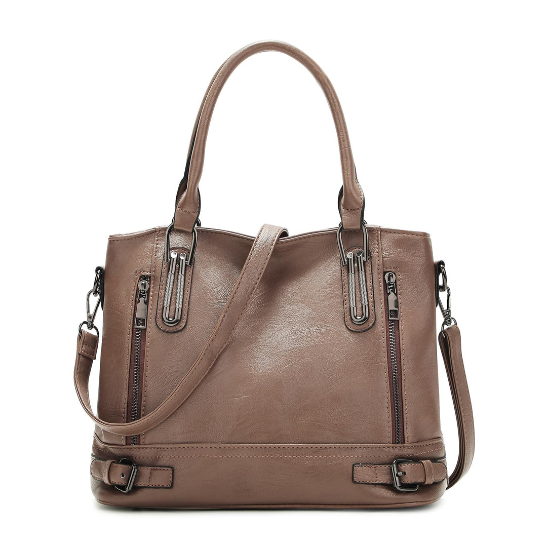 VINBAGGE Damen Handtasche PU Leder Henkeltasche Shopper Tasche Vintage Weiches Umhängetasche Schulte