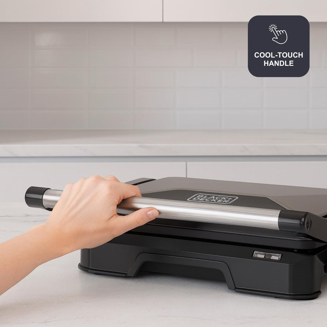 Black+Decker – Grill BXGR1001E | 1000W | 180°-Öffnung | Platten 23×14,5 cm | Antihaft PFOA-frei | Sc