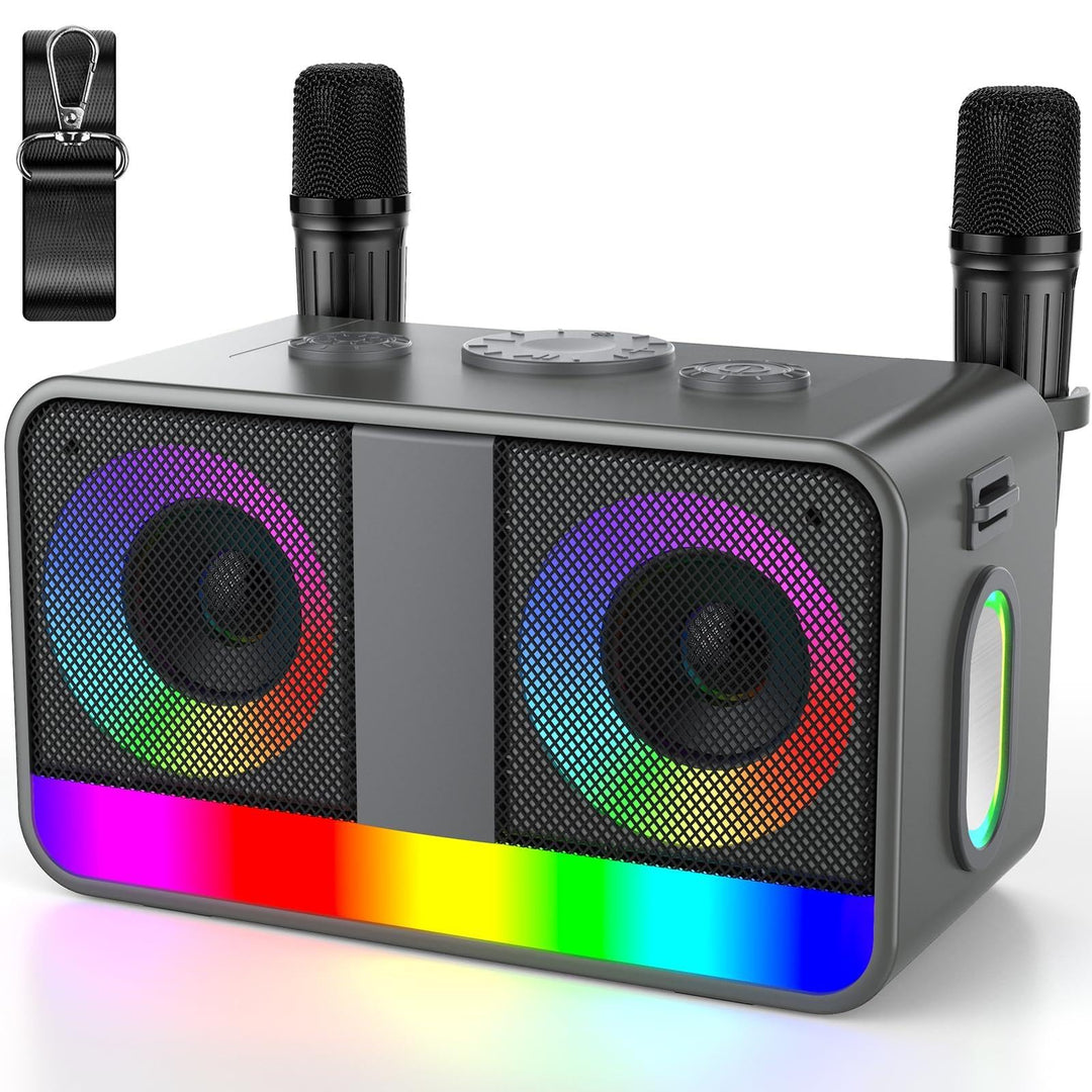 Karaoke-Maschine : Echter Tragbarer Lautsprecher mit 35W, 8-Stunden-Autonomie, 2 Aufladbare Drahtlos