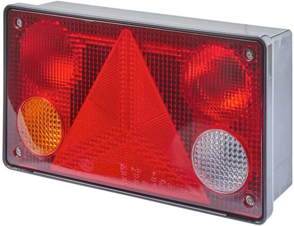 HELLA - Heckleuchte - Glühlampe - Anbau/geschraubt - Lichtscheibenfarbe: mehrfarbig - Stecker: Flach