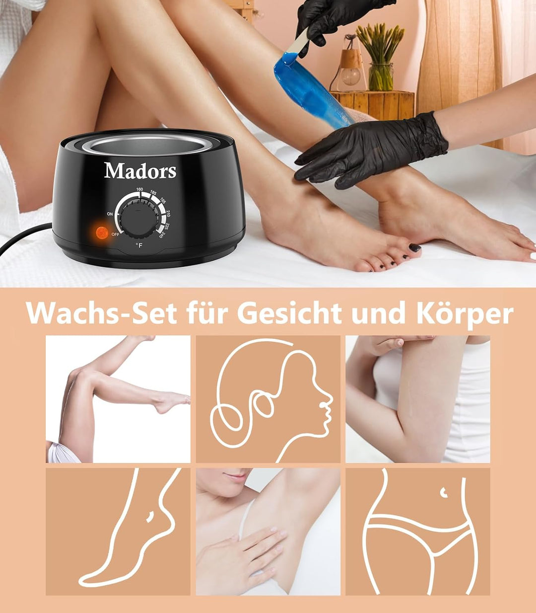 Madors Wachswärmer Warm Wax maschine enthaarung - Waxing Maschine für Wachs Haarentfernung Perlen fü