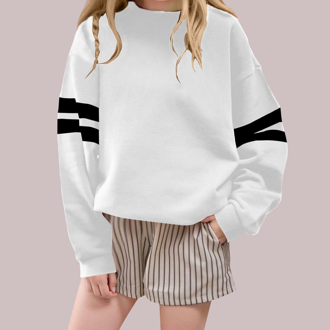 Mädchen Langarmshirts Kinder Tops Mode Kleidung Sweatshirt Farbblock T-Shirt Bekleidung Oberteile Cl
