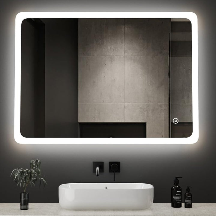 Boromal LED Badspiegel 80x60cm mit Beleuchtung - Badezimmerspiegel Lichtspiegel Wandspiegel mit Touc