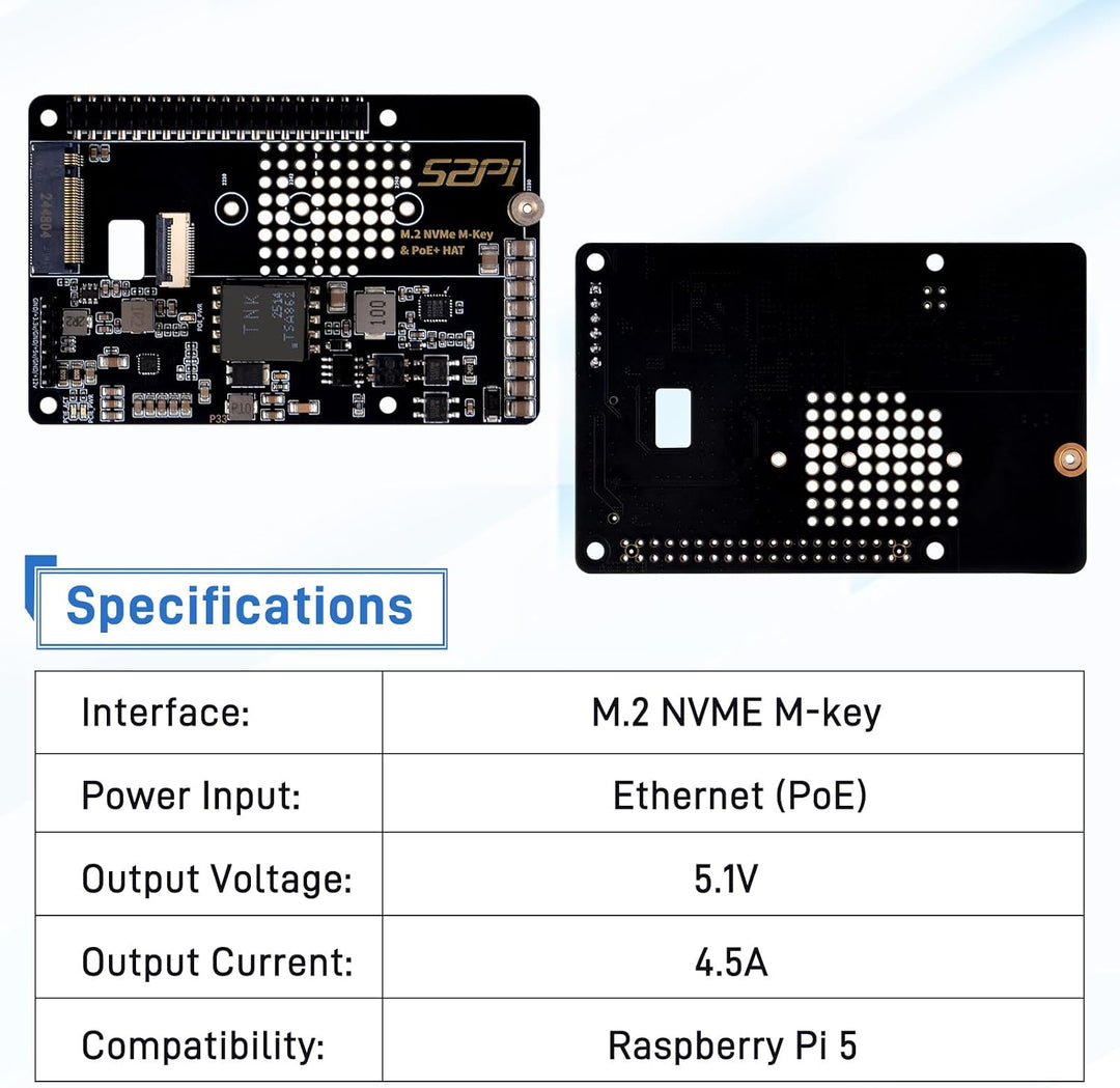 GeeekPi P33 M.2 NVME M-Key PoE+ Hat für Raspberry Pi 5, mit offiziellem Raspberry Pi 5 Active Cooler