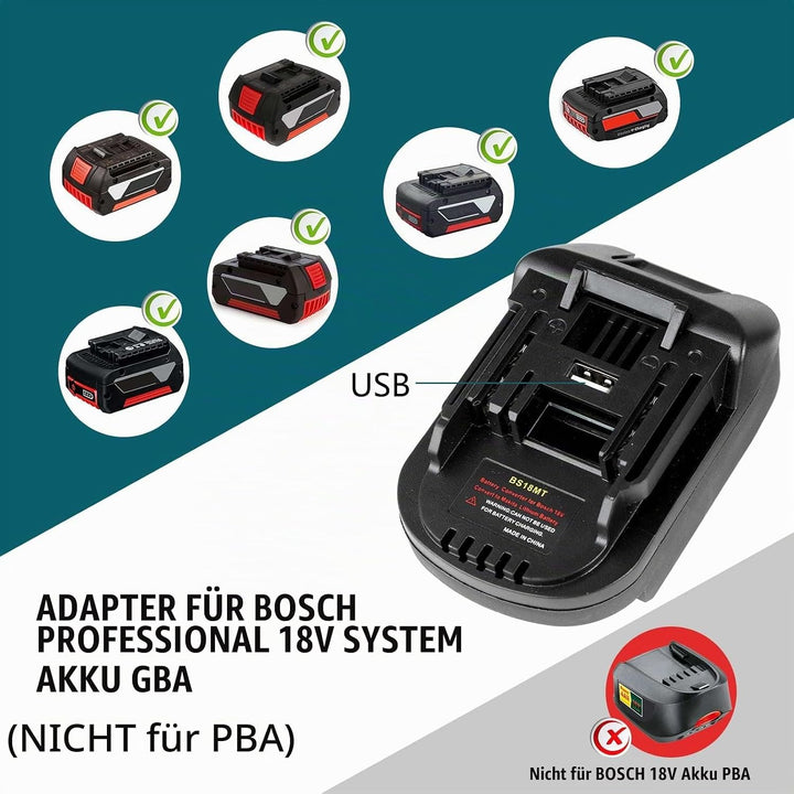 Adapter für Makita Werkzeuge zu für Bosch Akku 18V, für Bosch GBA Professional System 18V Akku Arbei