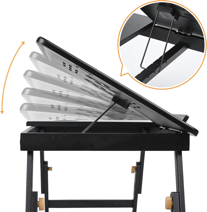 VASMIA Bambus Laptoptisch für Bett und Couch, Klapptisch, Frühstück Servierbach mit Klappbeinen, Höh