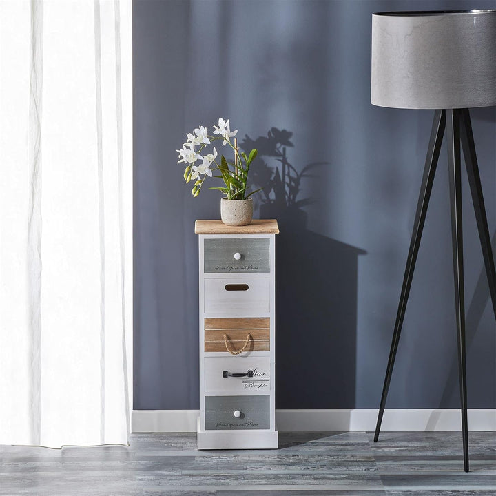 CARO-Möbel Kommode Salva Schubladenschrank Standregal Aufbewahrungsregal in weiss, Shabby Chic Vinta