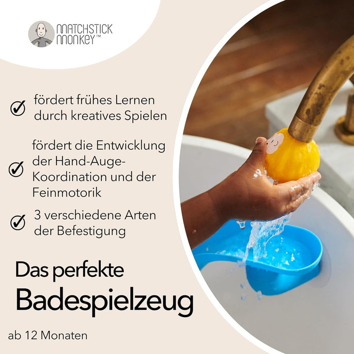 Matchstick Monkey Badewannen Rutsch-Set – Baby Badespielzeug, sensorisches Lernen, leicht zu greifen