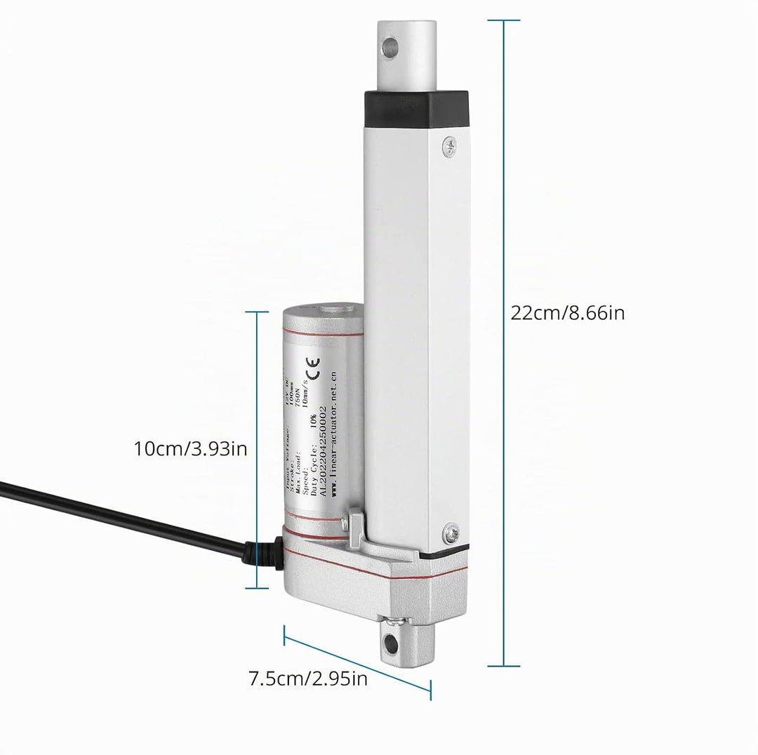 Linear Actuator DC 12V 750N 100mm + Drahtlose Fernbedienung Kit, Linearantrieb Motor Linearmotor Ver